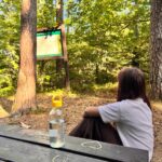 Miejsce odpoczynku z ławką i stołem piknikowym przy Diabelskim Kamieniu